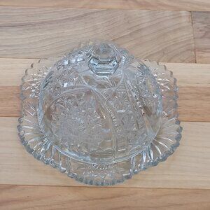 Vintage Cut Glass Dome Covered Butter / Cheese Dish